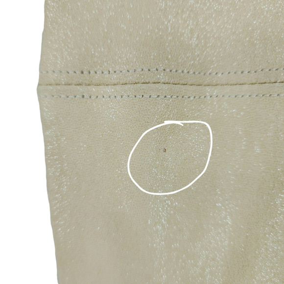 Alice‎ + Olivia Leather Pant 2 Women Cream Gold Metallic Sparkly Skinny Zip USA - Picture 9 of 13